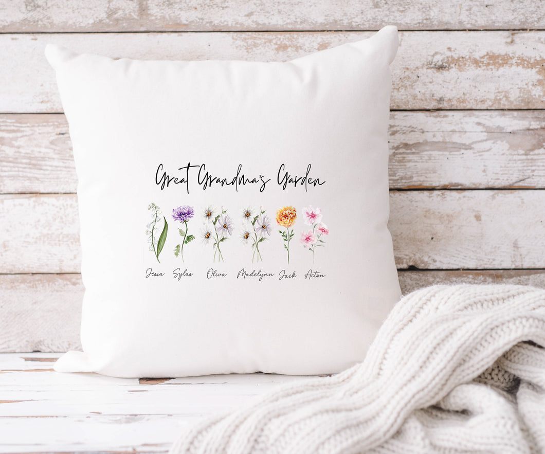 Birth Month Florals-White Pillow and Insert 18